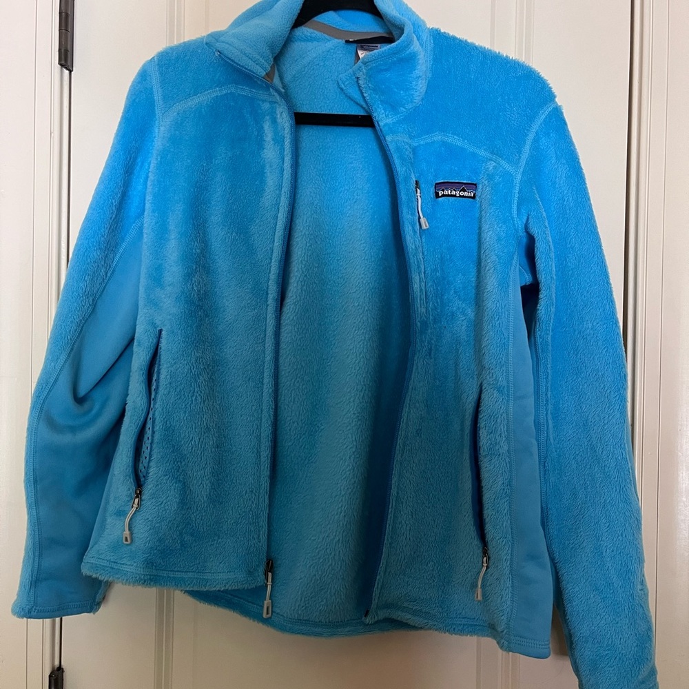 Blue Patagonia zip-up jacket